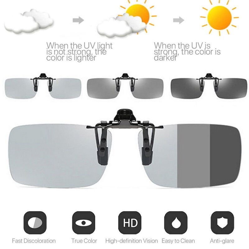 Occhiali da sole fotocromatici polarizzati alla moda da uomo, con clip Chameleon, per miopia, occhiali da guida diurni e notturni, UV400_voghion.com