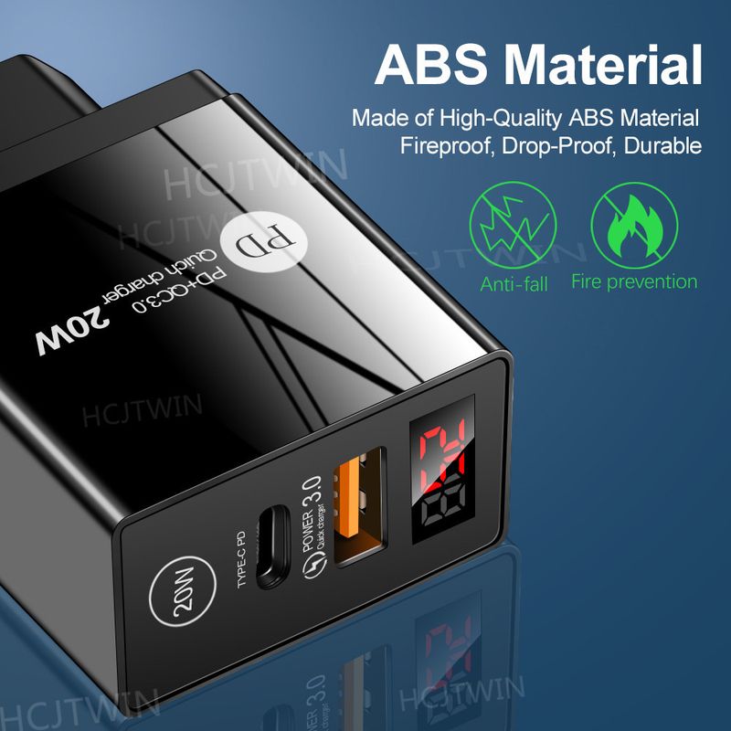 Mūzikas festivāls PD20W QC3.0USB+PD Type-C digitālā mobilā telefona lādētājs, galva, ātrās uzlādes adapteris_voghion.com