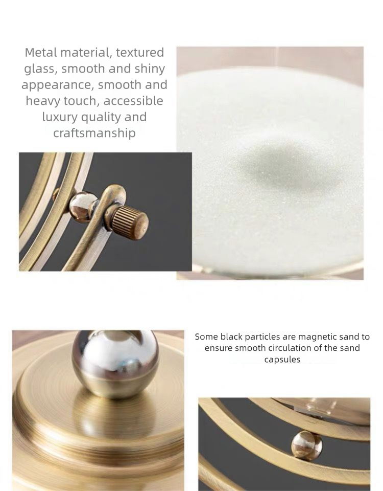 Luxuriöse, hochwertige 3D-Sanduhr aus Metall als Tischdekoration für Wohnzimmer, Weinschrank, Büro oder Zuhause_voghion.com