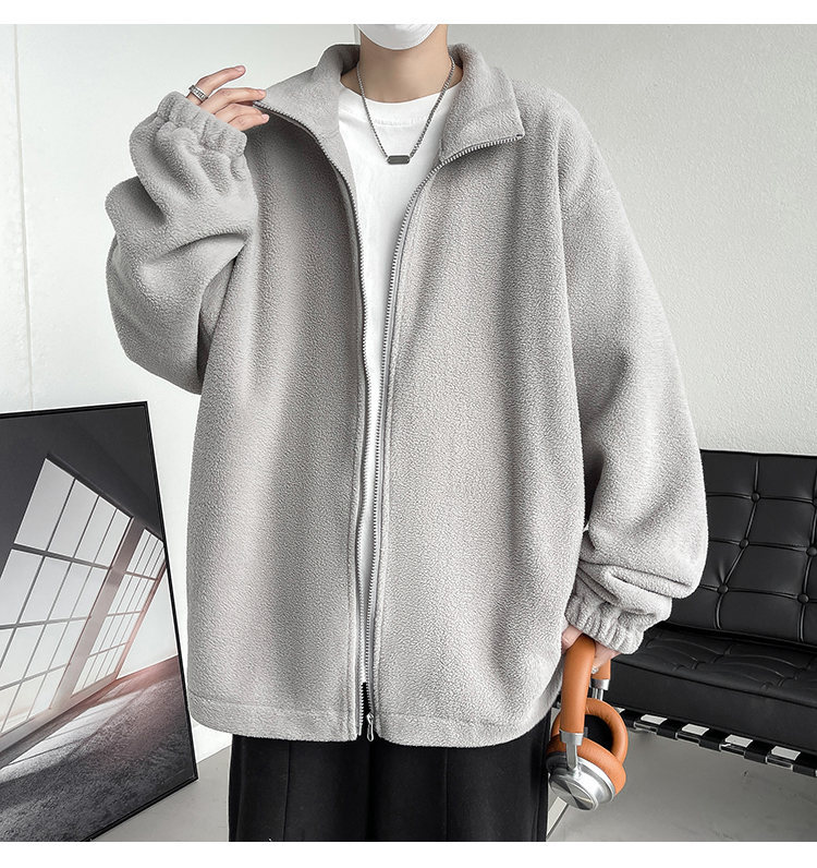 Chaqueta con capucha cálida de color sólido de lana de doble cara para hombre nueva chaqueta con capucha de otoño e invierno_voghion.com