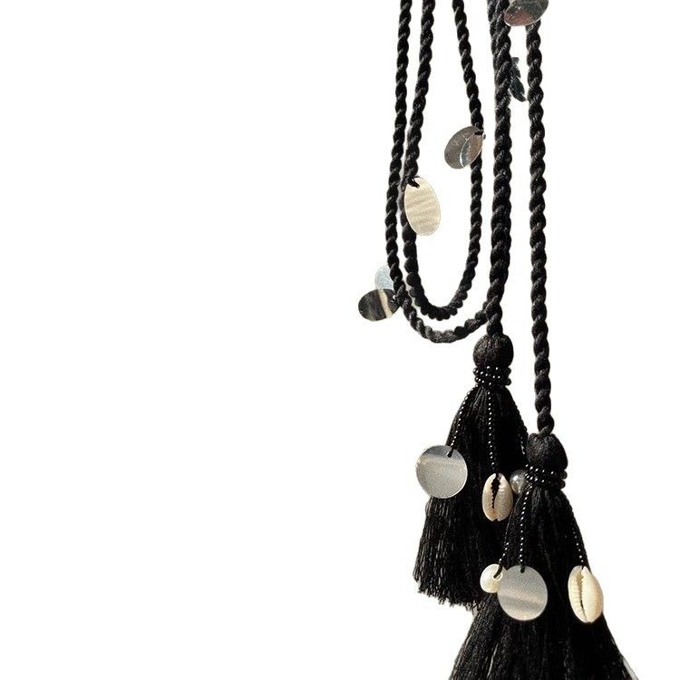 Ceintures à pompons tressées haut de gamme pour robes, corde style bohème pour femmes, accessoire de taille pour robe et jean_voghion.com