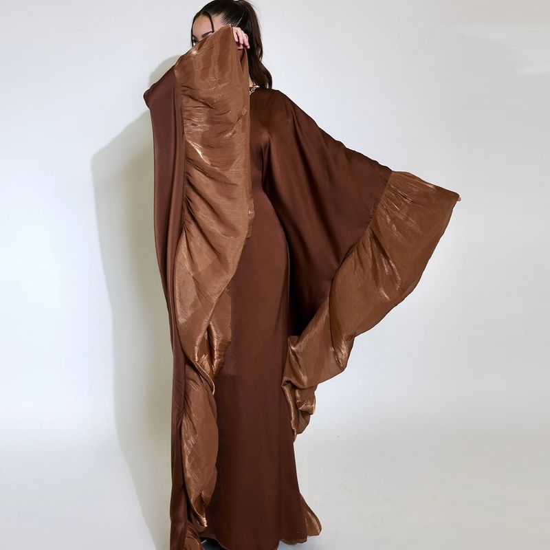 Damenbekleidung Muslimische Mode Robe Kleid Taille Satin_voghion.com