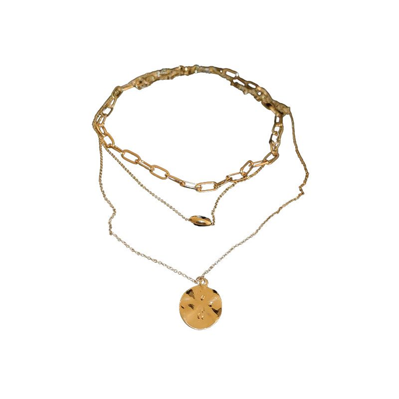 Metal Irregular Layered Geometric Necklace, Simple And Cool Style Commuting Sweater Chain, Niche High-end Jewelry_voghion.com