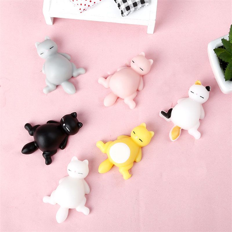 5 Stück Katzen-Quetschspielzeug, schöne Cartoon-Kätzchen-Puppenfigur, Kneifspielzeug, Stressabbau, weiche TPR-Neuheit, Tierpuppen, zerquetscht Anti-Stress-Spielzeug, Partygeschenk_voghion.com