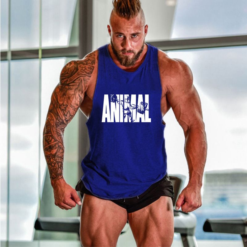 Débardeur de sport décontracté en coton avec imprimé animal et lettres_voghion.com