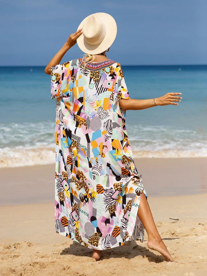 Bohemian Beach Cover-Up Kleid – Leichte und atmungsaktive Tunika aus 99 % Baumwolle für Damen, übergroßes, fließendes Sommerkleid, perfekt für den Pool_voghion.com