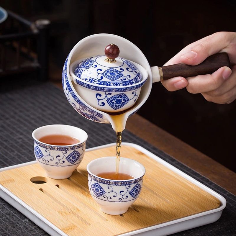 Ceramic Teapot Chinese Gongfu Tea Pot 360 Rotation Tea Maker Infuser Portable Single Pot 160ml Chinese Gongfu Tea Supplies_voghion.com