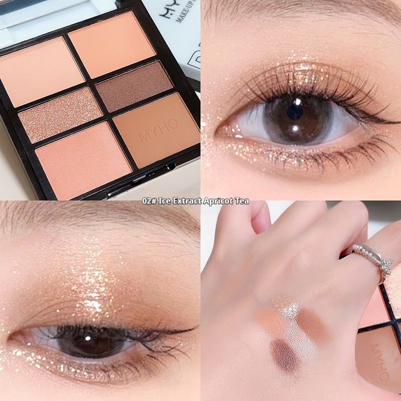 Six Color Palette Rabbit Tail Grass Glitter Glitter Pearl Matte Lattice Eyeshadow_voghion.com