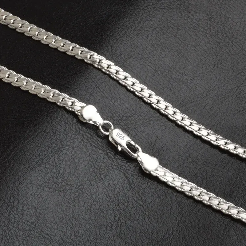 Ready Stock Sterg Sier 6MM plný boční řetízek náhrdelník pro ženy muže módní šperky sady svatební dárek_voghion.com