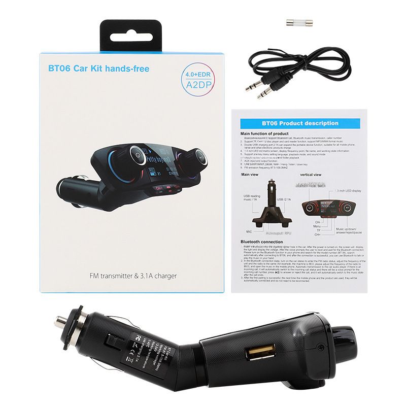 Αυτοκίνητο MP3 Bluetooth Hands-free Πομπός αυτοκινήτου Bluetooth fm 2.1A γρήγορη φόρτιση_voghion.com