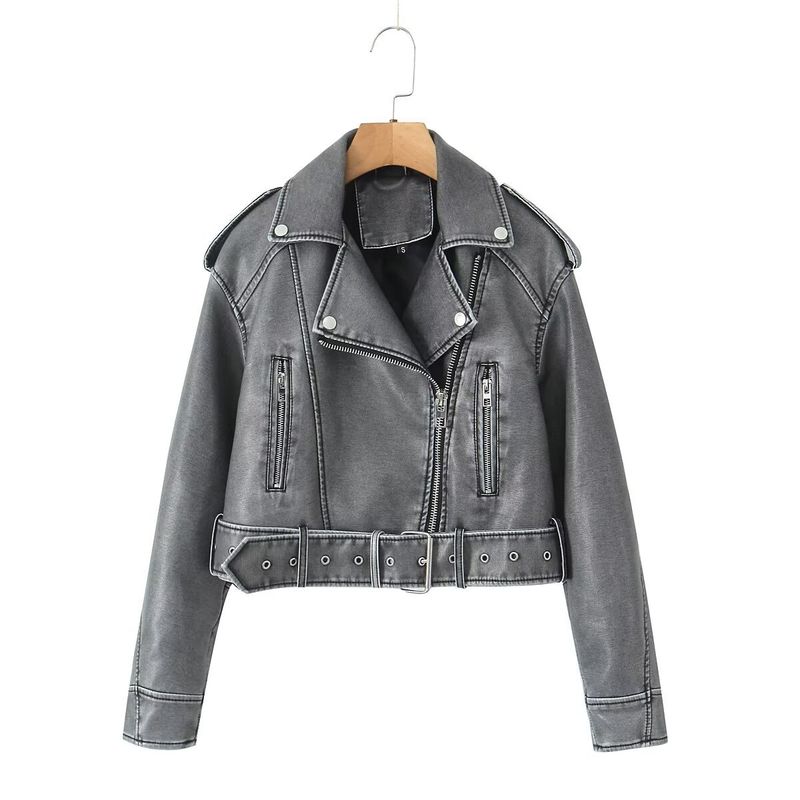 Giacca da motociclista in pelle lavata, nuova moda da strada per donna, autunno_voghion.com