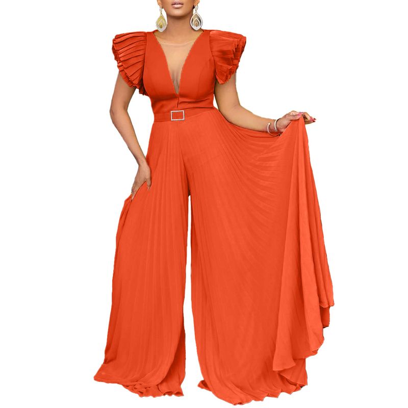 Sexy dames jumpsuit met diepe V-plooien en wijde pijpen, groot formaat_voghion.com