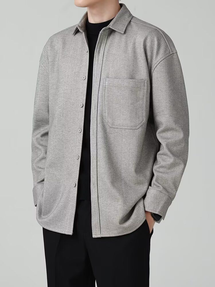 New Workwear Woolen Men's Spring And Autumn American Style Loose Jacket Long Sleeve Shirt Men_voghion.com