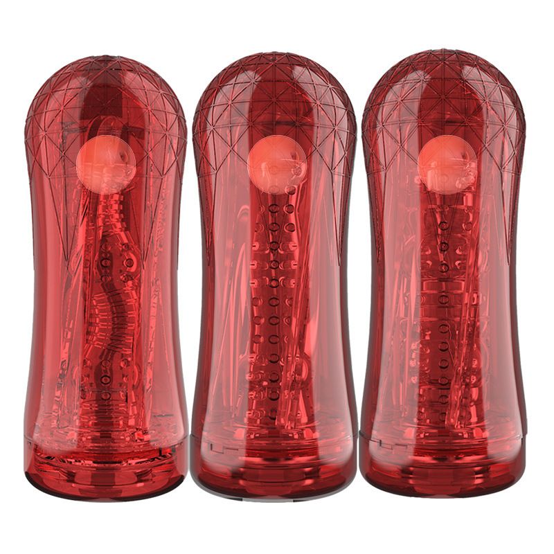Prodotti sessuali Jiuba Red Pill Violent Juice Aircraft Cup 3 canali Crystal Transparent Burst Masturbator per flirtare maschile_voghion.com