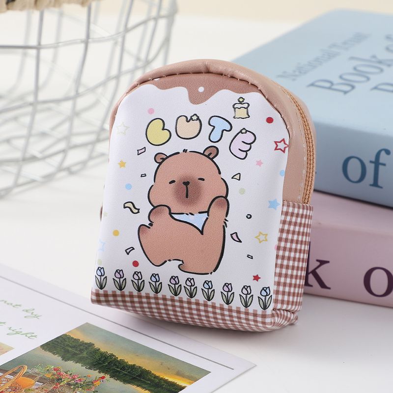 Nova bolsa de moedas estilo capivara fofa mini mochila estudante portátil para armazenamento de fones de ouvido_voghion.com