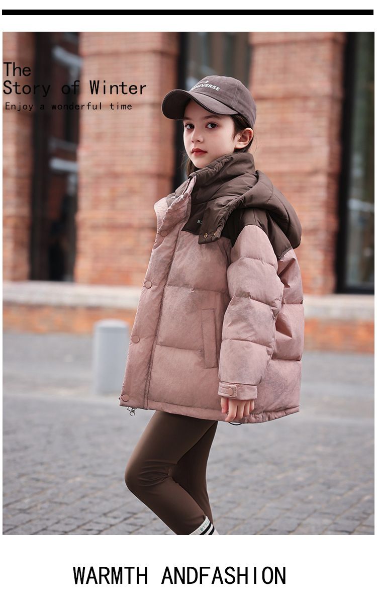 Boys Girls Winter Puffer Jacket With Hood, Warm Thick Down Coat For Kids, Mid-Length Waterproof Windproof Outerwear, Soft Lightweight Comfortable_voghion.com