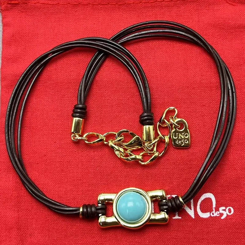 Moda donna 2025 Novità 2024, popolari collane di pietre preziose in corda di pelle Unode 50 di alta qualità in Europa e negli Stati Uniti, romantiche_voghion.com