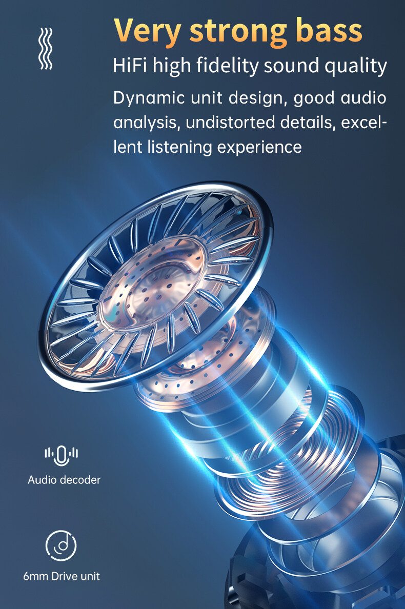 Bluetooth 5.0 Hörlurar Trådlösa Hörlurar Med Mikrofon Pekkontroll HD Stereo Sport Headset In-Ear Hörlurar IPX7 Vattentäta Hörlurar_voghion.com