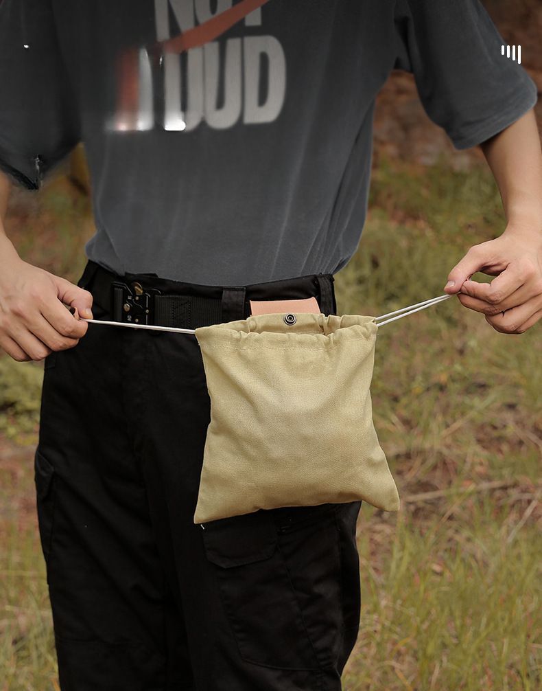 Outdoor Foraging Fruit Picking Hanging Waist Drawstring Foldable Canvas Tool Storage Bag_voghion.com