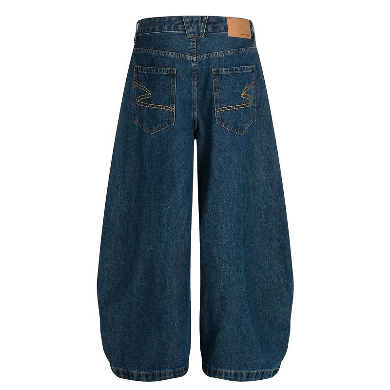 G6875 American Trendy Neutral Street Retro Nostalgic Blue Design Loose Men's Washed Scimitar Jeans_voghion.com