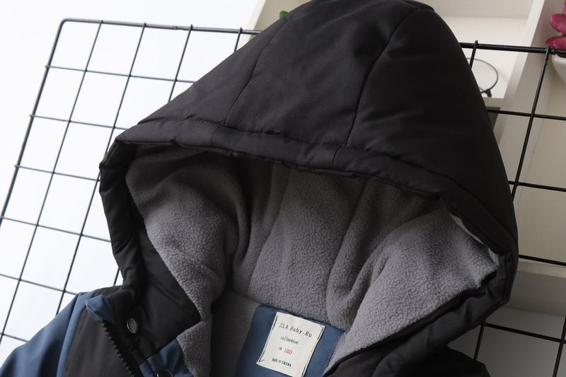 Boys' Color-Block Fleece-Lined Padded Jacket – Thick Winter Coat With Hood (120-170cm, 4 Colors)_voghion.com
