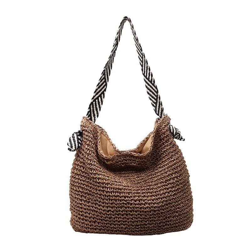 2025 Sommer Neue gewebte große Kapazität Pendler Damen Stroh Urlaub Stil Umhängetasche_voghion.com
