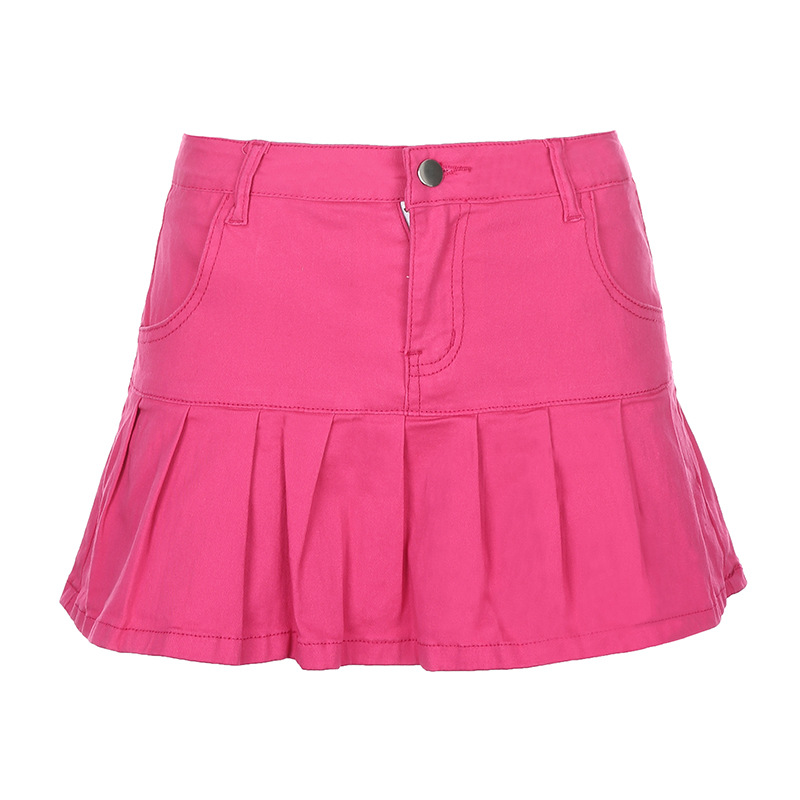 Women's Clothing Half Length Denim Skirt Sexy Two Piece Stretch Denim Skirt_voghion.com