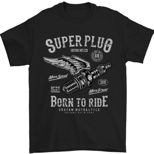 Camiseta masculina 100% algodão Super Plug Motorcycle Cafe Racer Biker_voghion.com