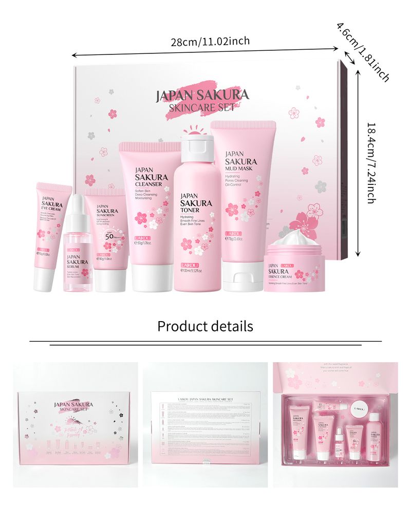 Κιτ περιποίησης προσώπου με μάσκα λάσπης 7 τεμαχίων για καθαρισμό δέρματος Laico Japanese Sakura_voghion.com