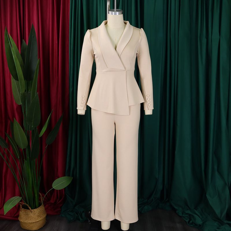Vêtements pour femmes, nouvelle mode féminine, tempérament élégant, haut à volants à manches longues, pantalon large_voghion.com