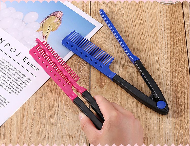 Pettine a clip a forma di V per parrucchieri, pettine lisciante per capelli domestico_voghion.com
