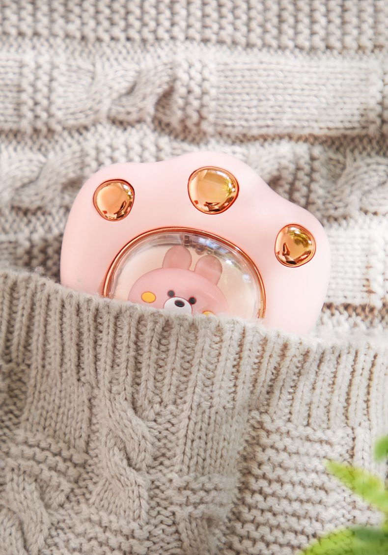 Scaldamani a forma di zampa di gatto ricaricabile tramite USB - Cuscinetto riscaldante portatile da 1200 mAh/2400 mAh con tecnologia autoriscaldante (rosa pesca)_voghion.com