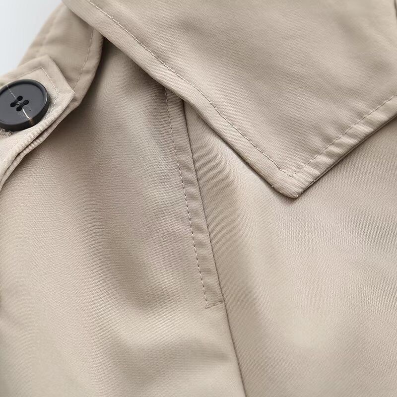 Vêtements pour femmes, style décontracté, ample avec ceinture, manches longues, coupe-vent court_voghion.com