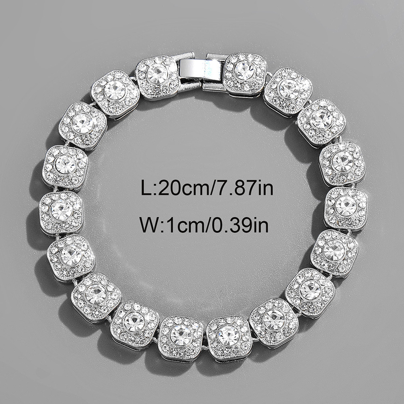 Collana con catena quadrata, versatile, in lega con strass, da 10 mm, per uomo_voghion.com