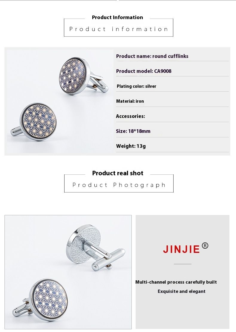 Nuovi accessori con motivo circolare in argento elettroplaccato, gemelli in smalto con rivestimento antigoccia, gemelli da camicia classici francesi da uomo, regali per le feste_voghion.com