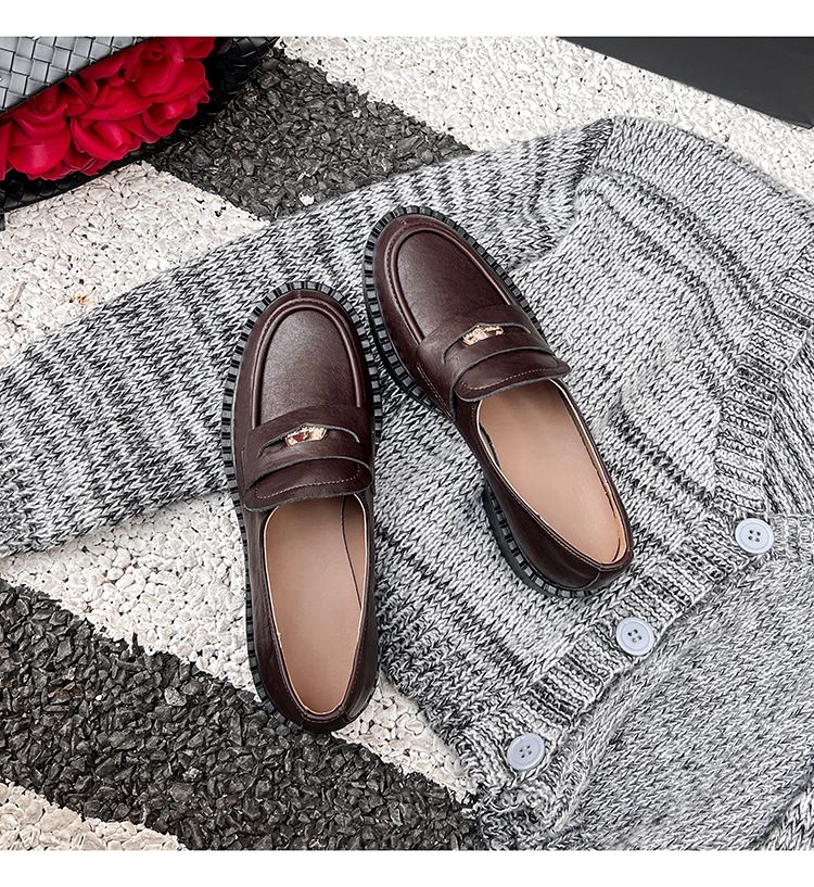 Nouvelles chaussures à enfiler en cuir de petite taille, niche rétro, chaussures simples épaisses_voghion.com