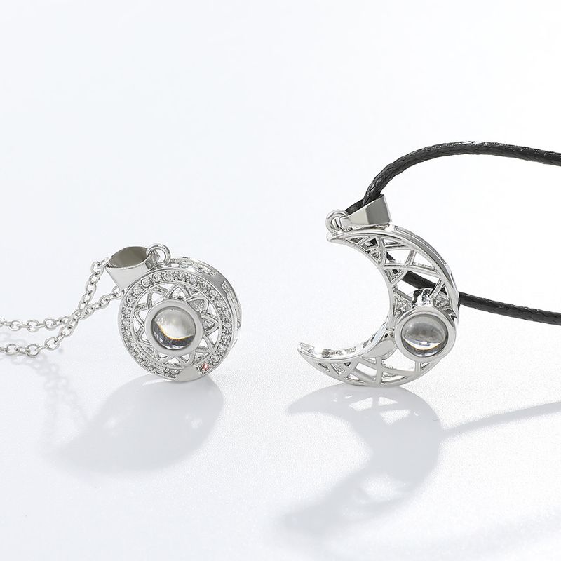 2 pieces/ computer. Magnetic couple necklace, 100 languages, projection of "I love you", sun, moon, heart, light magnet,_voghion.com