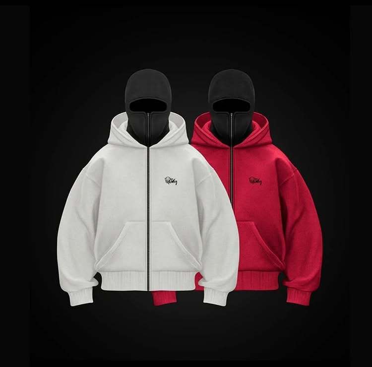 Felpa con cappuccio e cerniera, stile coppia, antivento, da uomo, marchio di abbigliamento alla moda, modello Gangster, con doppio cappello._voghion.com