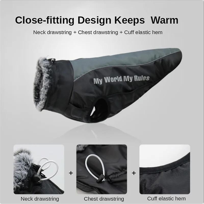 Wasserdichte Winterkleidung für große Hunde mit warmem Pelzkragen, große Hundejacke für Labrador Husky XL_voghion.com