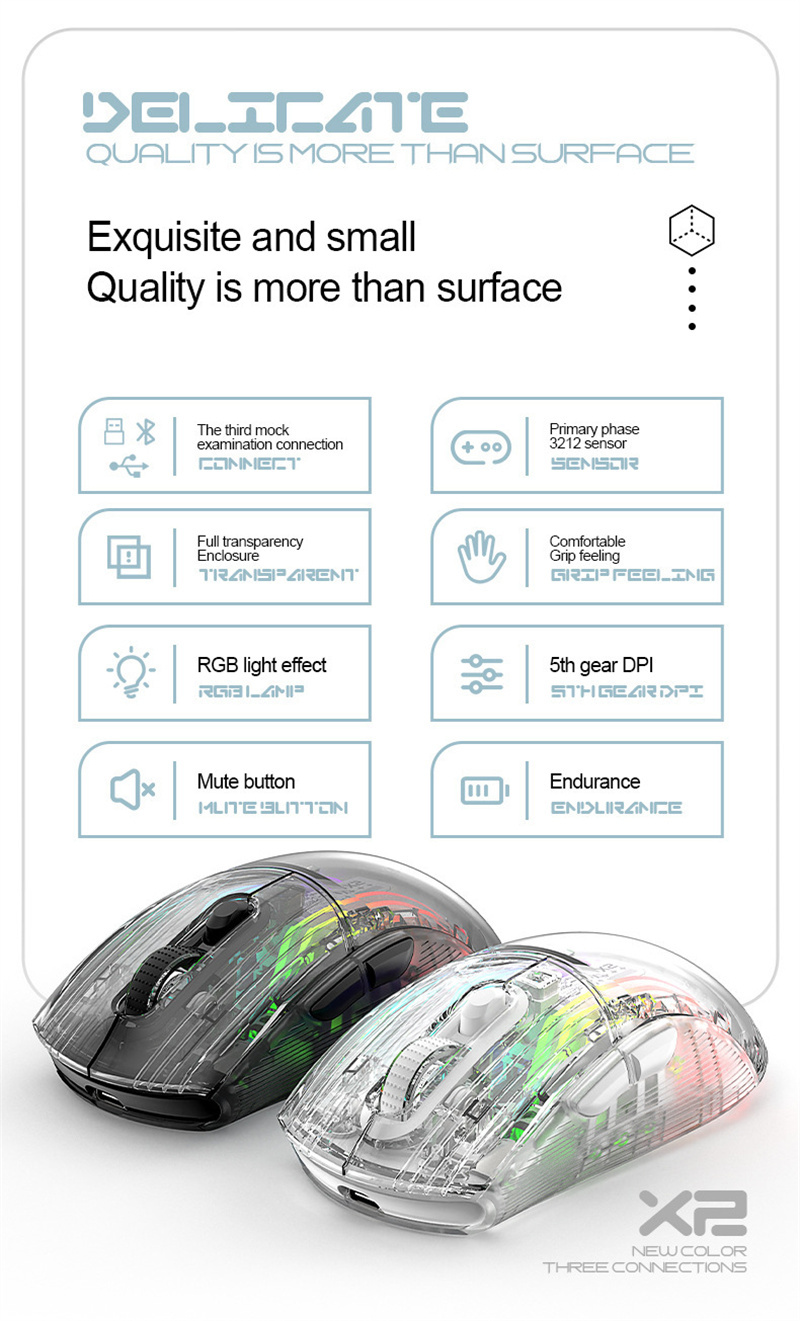 X New Product G Wireless Bluetooth Wired Three Mode Transparent Game Mouse RGB Light Effect Mute Butto           ame  RB_voghion.com