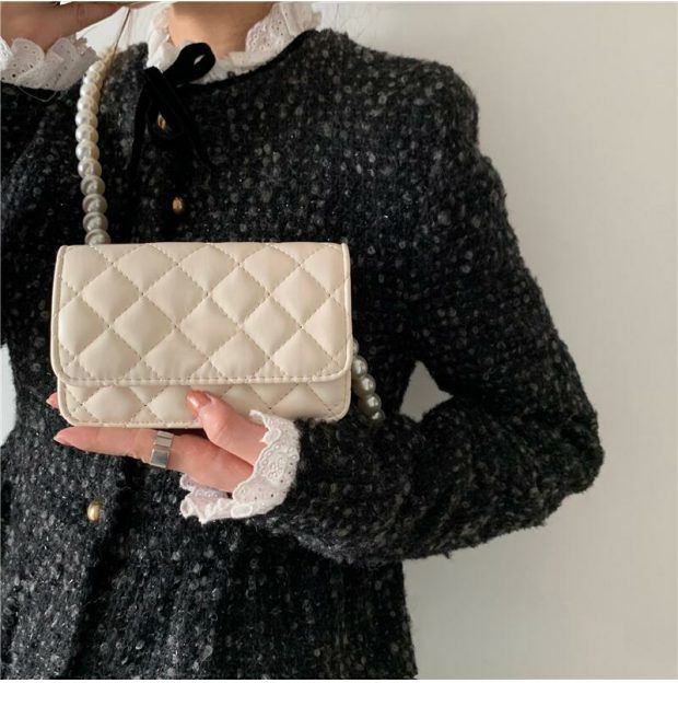Mini Brust Exquisite Kleine 2024 Neue Kette Gefühl Perle Casual Lingge Schräge Straddle Mom Tasche_voghion.com