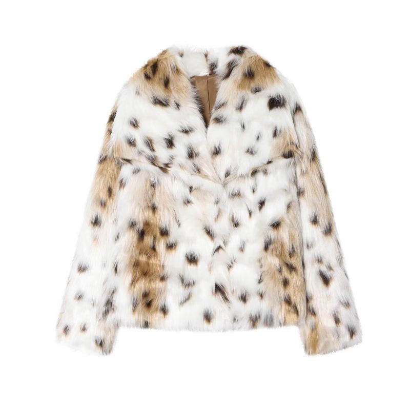 Cappotto corto effetto pelliccia con stampa leopardata da donna ZA Style_voghion.com