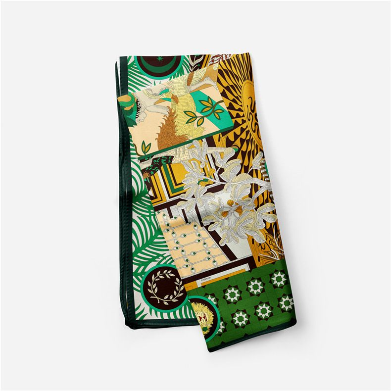 New Convenient Headband Simulation Warm Silk 53cm Printed Small Square Scarf_voghion.com