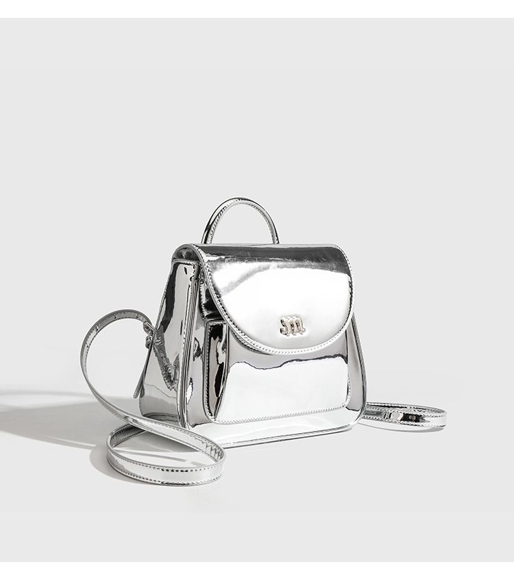 Damentaschen Silberner Rucksack aus Ölwachsleder für Damen, neue Modekette, Handtaschendesign, Nischen-Reiserucksack_voghion.com