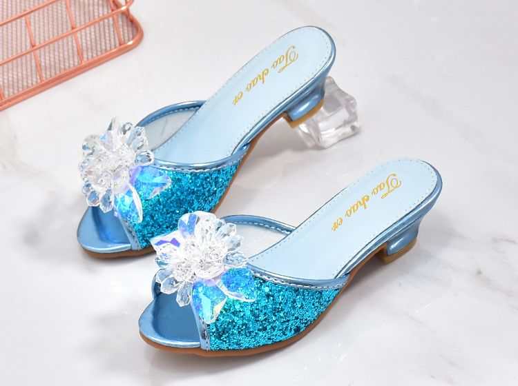 Mädchen 3 Hausschuhe 2024 neu 4 High Heels mit weicher Sohle Koreanische Version 5 Kinderkristallschuhe 6 offene Zehensandalen_voghion.com