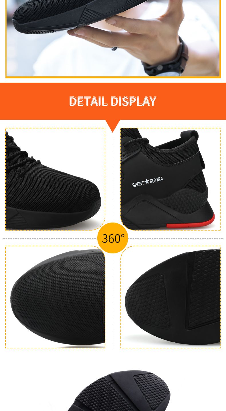 Buty robocze GUYISA z stalowym noskiem, czarne, odporne na uderzenia i przebicia, 35-50 8186_voghion.com