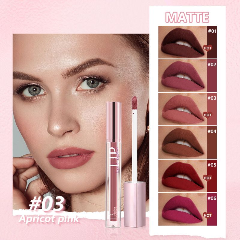 Pudaier Matte Pearlescent Mirror Moisturizing Makeup Hot Selger 6 Color Lip Glaze Lipstick Set_voghion.com