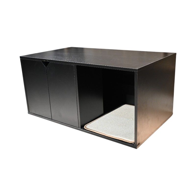 35.83" Cat Litter Box Enclosure Hidden Furniture (Scratch Pad Included), Modern Black Cat House With Corrugated Cardboard Scratching Pad - 35.83" X 20.47" X 17.05", 52 Lbs_voghion.com