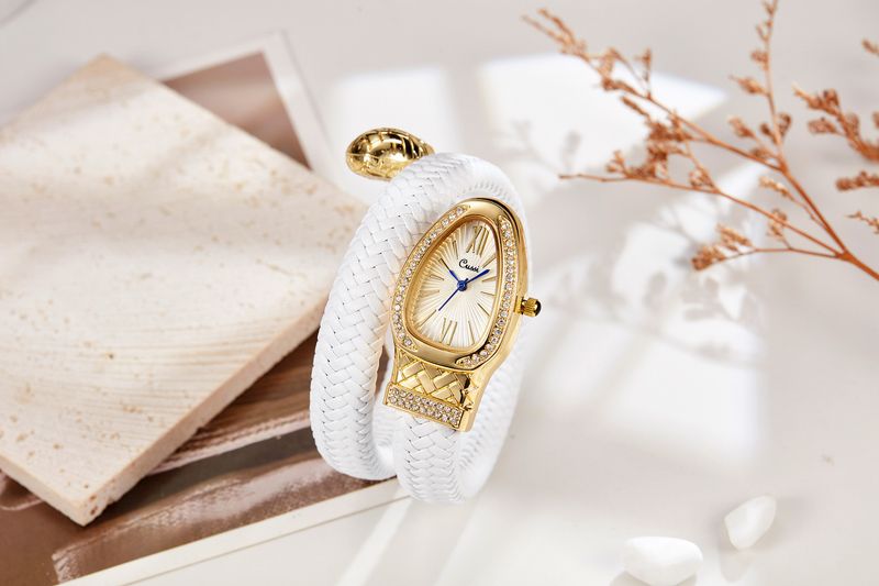 Snake Head Watch Fashion Personality Quartz Watch Set med diamantskinnrem_voghion.com