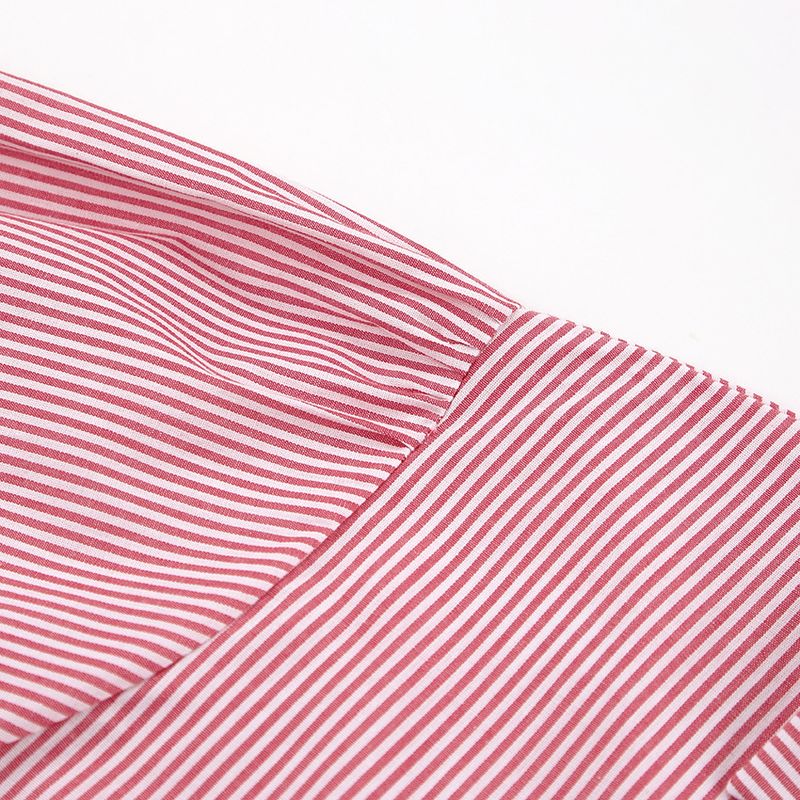 Ensemble chemise rayée en pur coton, style décontracté européen et américain, short à manches longues, ample, vêtements pour femmes, costume deux pièces, mode 2024_voghion.com